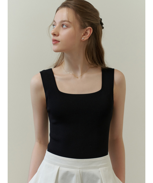 RE_L(リエル)の「Square knit sleeveless (black)(Tシャツ/カットソー・レディース・その他・FREE)」の1枚目の写真