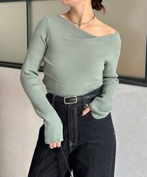 Thevon | ドレープネックリブニットプルオーバー(ニット/セーター)