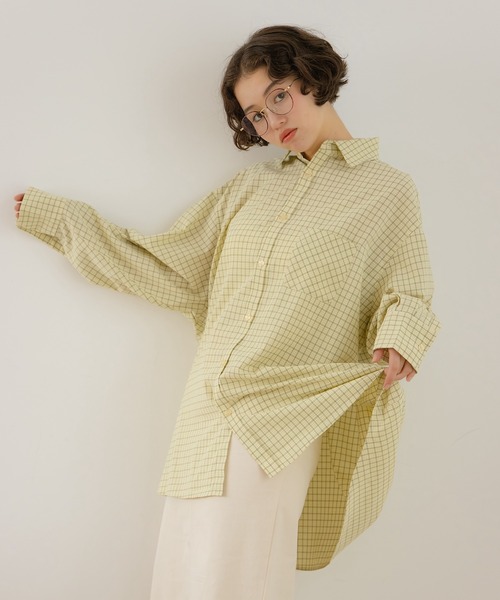 REMOON（リムーン）の「チェックオーバーサイズシャツ（シャツ/ブラウス・レディース・グリーン/ブラウン/ブルー・FREE）」の3枚目の写真