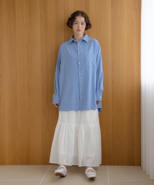 REMOON（リムーン）の「チェックオーバーサイズシャツ（シャツ/ブラウス・レディース・グリーン/ブラウン/ブルー・FREE）」の6枚目の写真