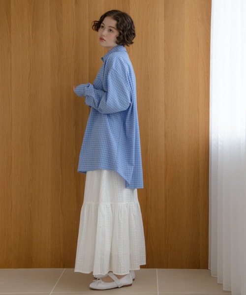 REMOON（リムーン）の「チェックオーバーサイズシャツ（シャツ/ブラウス・レディース・グリーン/ブラウン/ブルー・FREE）」の9枚目の写真