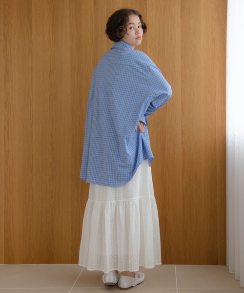 REMOON（リムーン）の「チェックオーバーサイズシャツ（シャツ/ブラウス・レディース・グリーン/ブラウン/ブルー・FREE）」の11枚目の写真