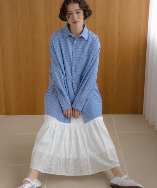 REMOON（リムーン）の「チェックオーバーサイズシャツ（シャツ/ブラウス・レディース・グリーン/ブラウン/ブルー・FREE）」の8枚目の写真