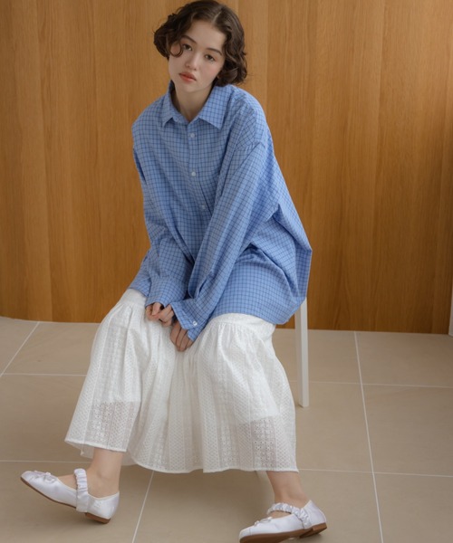 REMOON（リムーン）の「チェックオーバーサイズシャツ（シャツ/ブラウス・レディース・グリーン/ブラウン/ブルー・FREE）」の10枚目の写真