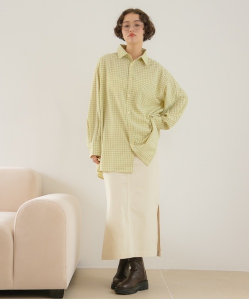 REMOON（リムーン）の「チェックオーバーサイズシャツ（シャツ/ブラウス・レディース・グリーン/ブラウン/ブルー・FREE）」の14枚目の写真