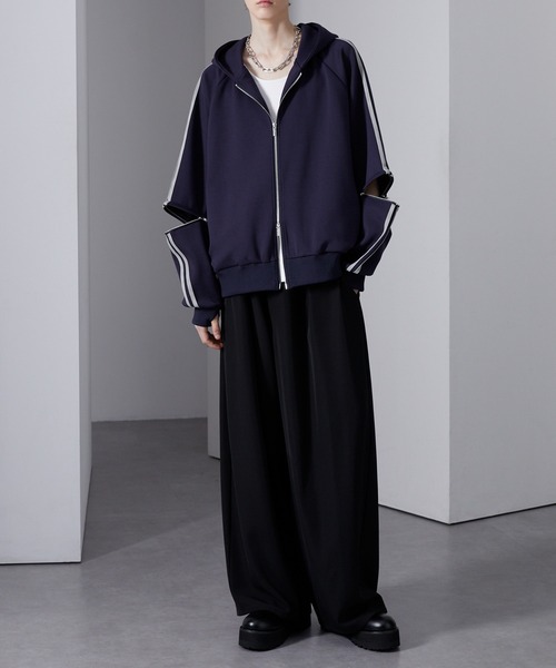 Loose/ルース（ルース）の「ヘビーウェイト ダンボールフルジップラインパーカー（パーカー・メンズ・ブラック系/グレー系/ネイビー系・S/M/L）」の15枚目の写真