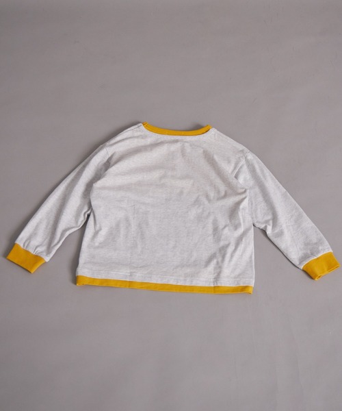 PAIRMANON STREET（ペアマノンストリート）の「【綿100%】レイヤード風ヘンリーネックロンT【PAIRMANON STREET】（Tシャツ/カットソー・キッズ・グリーン/イエロー/ブラック/オフホワイト・100/110/120/130/140/150/160/90）」の19枚目の写真