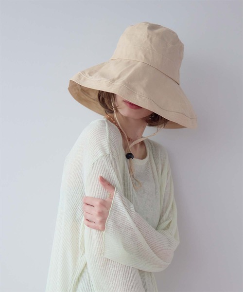 SEA DRESS（シードレス）の「2wayワイドブリムハット（ハット・レディース・ブラック/ライトベージュ/ネイビー・FREE）」の14枚目の写真