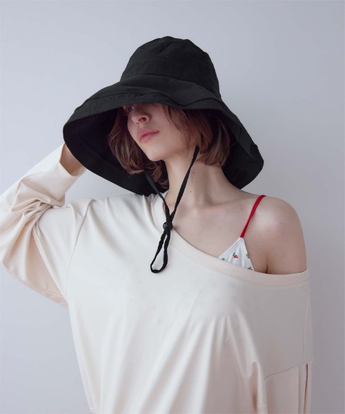 SEA DRESS（シードレス）の「2wayワイドブリムハット（ハット・レディース・ブラック/ライトベージュ/ネイビー・FREE）」の8枚目の写真