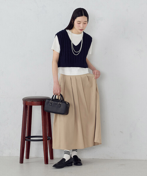 COMME CA ISM(コムサイズム)の「タックスカート(スカート・レディース・ベージュ/チャコール・MEDIUM/SMALL/X-LARGE/LARGE)」の5枚目の写真