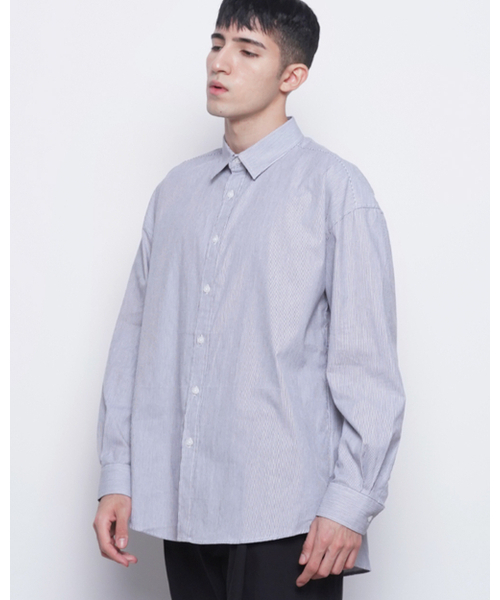 THE-ABON(エイボン)の「M421 stripe cotton over shirts black(シャツ/ブラウス・メンズ・ブラック・FREE)」の4枚目の写真