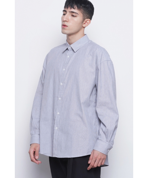 THE-ABON(エイボン)の「M421 stripe cotton over shirts black(シャツ/ブラウス・メンズ・ブラック・FREE)」の6枚目の写真