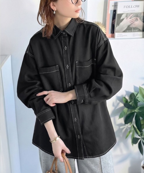 Java（ジャバ）の「《JaVaジャバコラボ》ラフに羽織れる着回し力抜群の一枚◎綿100%ビックポケットデニムシャツ（シャツ/ブラウス・レディース・インディゴブルー/アイボリー・X-LARGE/LARGE/SMALL/MEDIUM）」の6枚目の写真