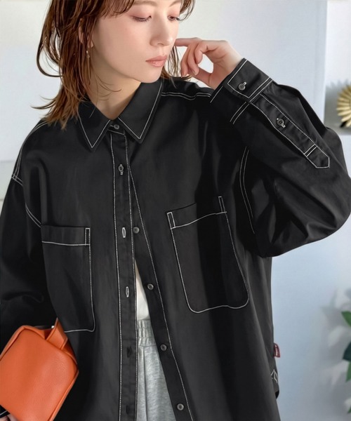 Java（ジャバ）の「《JaVaジャバコラボ》ラフに羽織れる着回し力抜群の一枚◎綿100%ビックポケットデニムシャツ（シャツ/ブラウス・レディース・インディゴブルー/アイボリー・X-LARGE/LARGE/SMALL/MEDIUM）」の5枚目の写真