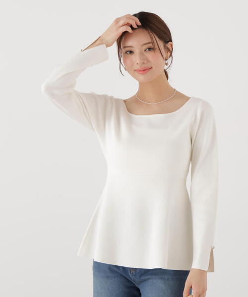 PROPORTION BODY DRESSING(プロポーションボディドレッシング)の「<ウォッシャブル/UV>ペプラムベーシックニット / 1216170202(ニット/セーター・レディース・グレー/ネイビー/ホワイト系その他/ブルー・FREE)」の1枚目の写真