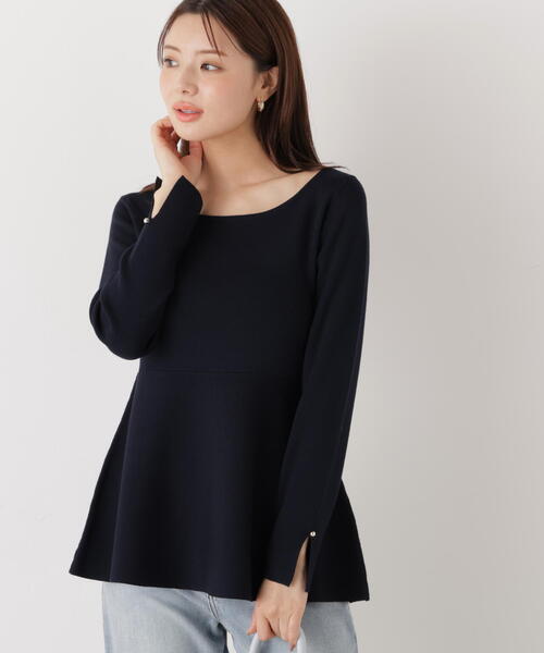 PROPORTION BODY DRESSING(プロポーションボディドレッシング)の「<ウォッシャブル/UV>ペプラムベーシックニット / 1216170202(ニット/セーター・レディース・グレー/ネイビー/ホワイト系その他/ブルー・FREE)」の3枚目の写真