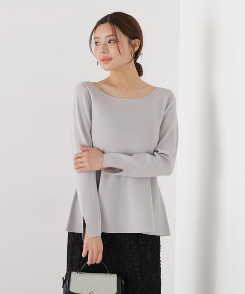 PROPORTION BODY DRESSING(プロポーションボディドレッシング)の「<ウォッシャブル/UV>ペプラムベーシックニット / 1216170202(ニット/セーター・レディース・グレー/ネイビー/ホワイト系その他/ブルー・FREE)」の2枚目の写真