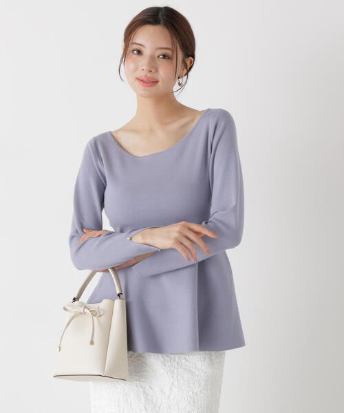 PROPORTION BODY DRESSING(プロポーションボディドレッシング)の「<ウォッシャブル/UV>ペプラムベーシックニット / 1216170202(ニット/セーター・レディース・グレー/ネイビー/ホワイト系その他/ブルー・FREE)」の4枚目の写真
