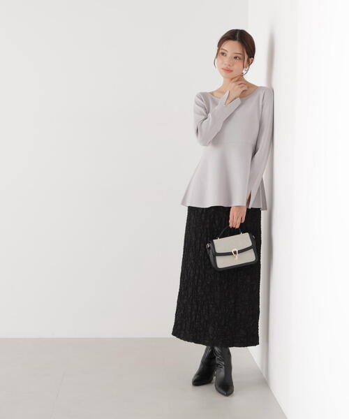 PROPORTION BODY DRESSING(プロポーションボディドレッシング)の「<ウォッシャブル/UV>ペプラムベーシックニット / 1216170202(ニット/セーター・レディース・グレー/ネイビー/ホワイト系その他/ブルー・FREE)」の8枚目の写真