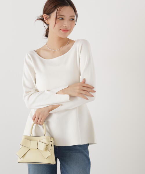PROPORTION BODY DRESSING(プロポーションボディドレッシング)の「<ウォッシャブル/UV>ペプラムベーシックニット / 1216170202(ニット/セーター・レディース・グレー/ネイビー/ホワイト系その他/ブルー・FREE)」の5枚目の写真