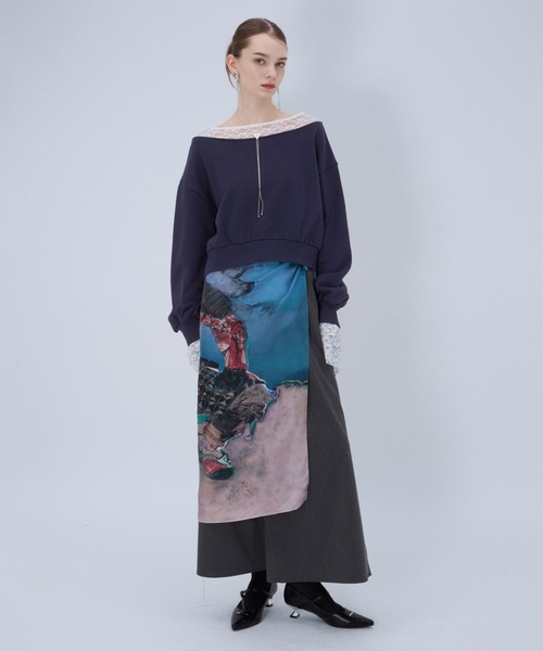 HARE(ハレ)の「レースレイヤーワンショルスウェット(HARE)(スウェット・レディース・ブラック/ネイビー・FREE)」の3枚目の写真