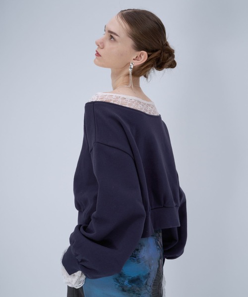 HARE(ハレ)の「レースレイヤーワンショルスウェット(HARE)(スウェット・レディース・ブラック/ネイビー・FREE)」の9枚目の写真