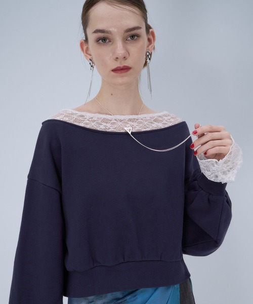 HARE(ハレ)の「レースレイヤーワンショルスウェット(HARE)(スウェット・レディース・ブラック/ネイビー・FREE)」の10枚目の写真