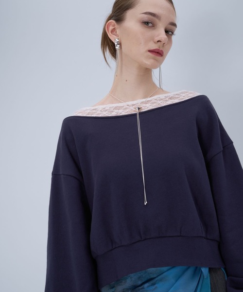 HARE(ハレ)の「レースレイヤーワンショルスウェット(HARE)(スウェット・レディース・ブラック/ネイビー・FREE)」の11枚目の写真