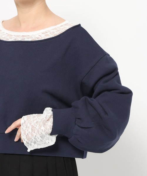 HARE(ハレ)の「レースレイヤーワンショルスウェット(HARE)(スウェット・レディース・ブラック/ネイビー・FREE)」の16枚目の写真