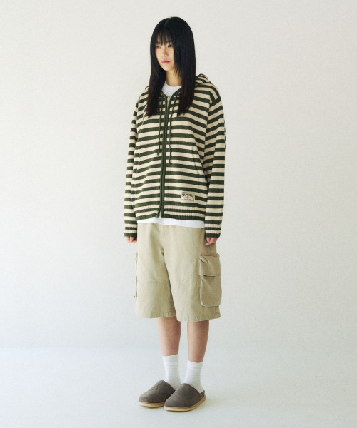 SLOWACID（スローアシッド）の「ストライプニットフードジップアップ[カーキ]（パーカー・レディース・その他・SMALL/MEDIUM/LARGE）」の3枚目の写真