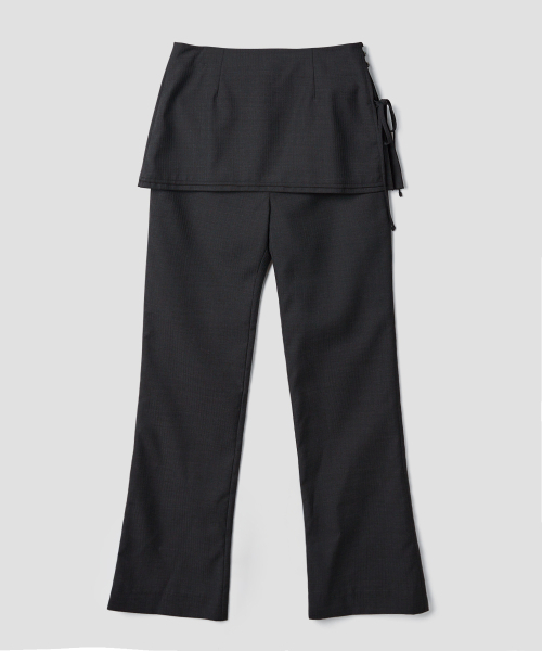 TTUDEMENT（トュードメント）の「SLIM-FIT LAYERED SKIRT PANTS_CHARCOAL（その他パンツ・レディース・その他・S/M）」の4枚目の写真