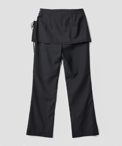 TTUDEMENT（トュードメント）の「SLIM-FIT LAYERED SKIRT PANTS_CHARCOAL（その他パンツ・レディース・その他・S/M）」の5枚目の写真