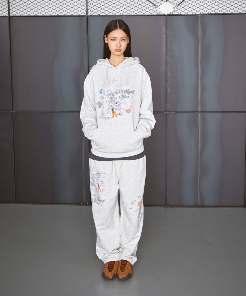 LMCの「DOODLE DRAWING SWEAT PANTS light heather gray(スウェットパンツ・レディース・その他・S/M/L)」の2枚目の写真
