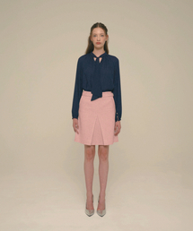 Crystal-Button Tweed Skirt_Shell Pink