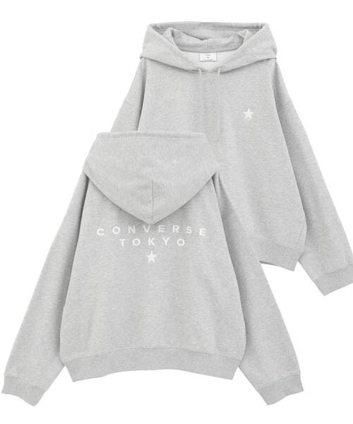 CONVERSE TOKYO（コンバーストウキョウ）の「EMBROIDERED LOGO HOODIE（パーカー・レディース・ミント/チャコールグレー/杢グレー・FREE）」の3枚目の写真