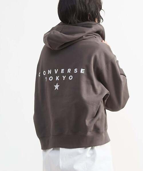 CONVERSE TOKYO（コンバーストウキョウ）の「EMBROIDERED LOGO HOODIE（パーカー・レディース・ミント/チャコールグレー/杢グレー・FREE）」の4枚目の写真