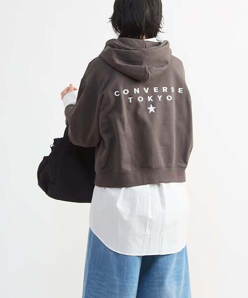 CONVERSE TOKYO（コンバーストウキョウ）の「EMBROIDERED LOGO HOODIE（パーカー・レディース・ミント/チャコールグレー/杢グレー・FREE）」の7枚目の写真