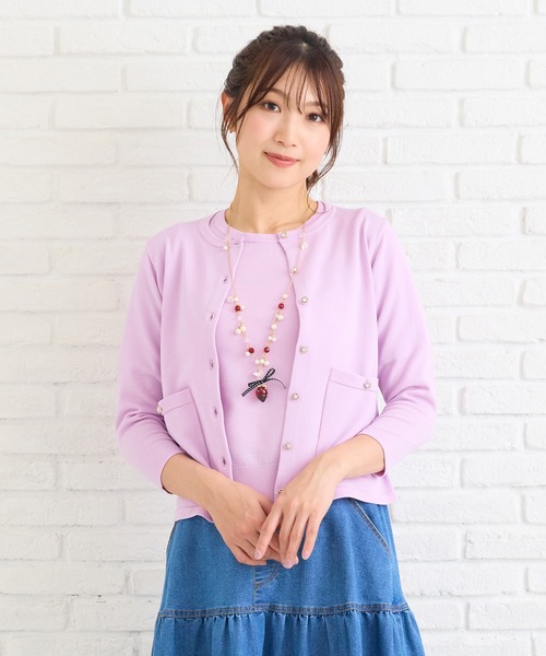 Rose Tiara（ローズティアラ）の「アンサンブルニット（ニット/セーター・レディース・オフホワイト/イエロー/ネイビー/バイオレット・46/42/38）」の4枚目の写真