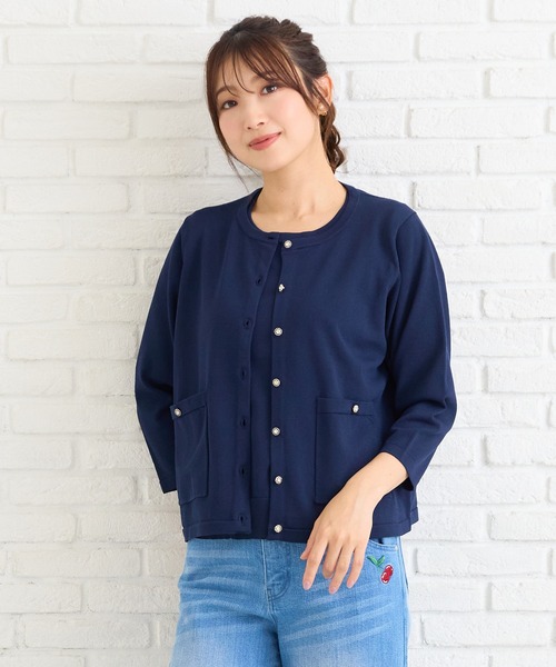 Rose Tiara（ローズティアラ）の「アンサンブルニット（ニット/セーター・レディース・オフホワイト/イエロー/ネイビー/バイオレット・46/42/38）」の3枚目の写真