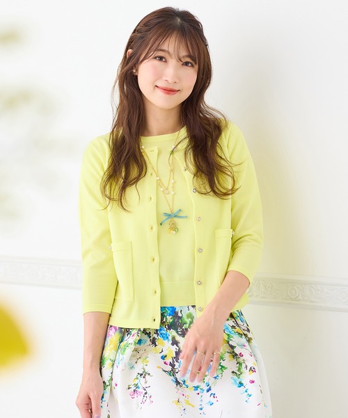 Rose Tiara（ローズティアラ）の「アンサンブルニット（ニット/セーター・レディース・オフホワイト/イエロー/ネイビー/バイオレット・46/42/38）」の5枚目の写真