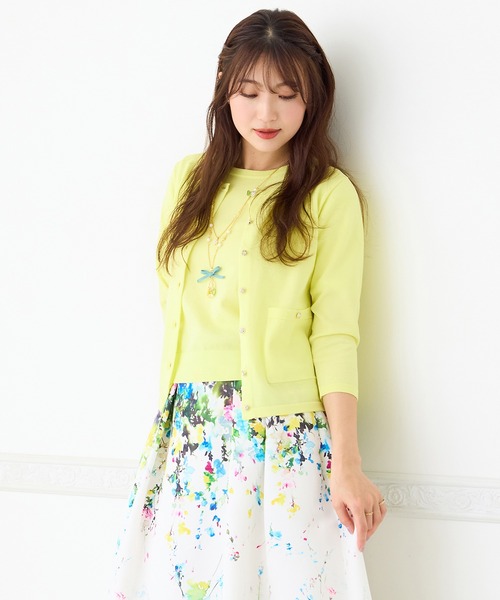 Rose Tiara（ローズティアラ）の「アンサンブルニット（ニット/セーター・レディース・オフホワイト/イエロー/ネイビー/バイオレット・46/42/38）」の7枚目の写真