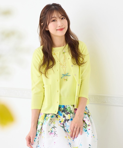 Rose Tiara（ローズティアラ）の「アンサンブルニット（ニット/セーター・レディース・オフホワイト/イエロー/ネイビー/バイオレット・46/42/38）」の9枚目の写真