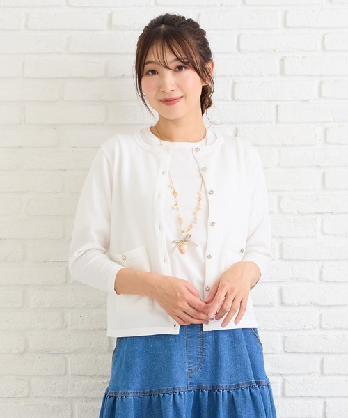 Rose Tiara（ローズティアラ）の「アンサンブルニット（ニット/セーター・レディース・オフホワイト/イエロー/ネイビー/バイオレット・46/42/38）」の13枚目の写真