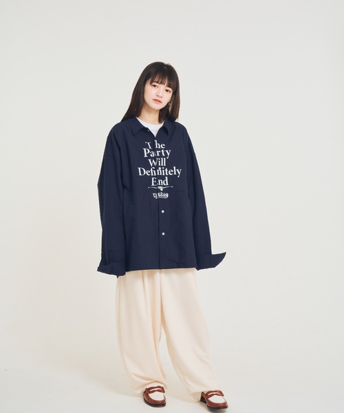 EFFECTEN（エフェクテン）の「【EFFECTEN】Page-6 big shirts（シャツ/ブラウス・メンズ・ネイビー/ホワイト・X-LARGE/LARGE/MEDIUM）」の2枚目の写真