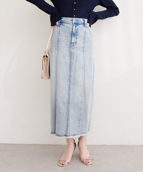 natural couture（ナチュラルクチュール）の「ストレートデニムタイトスカート（デニムスカート・レディース・サックスブルー/ブルー・LARGE/MEDIUM）」の6枚目の写真