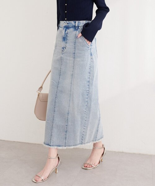 natural couture（ナチュラルクチュール）の「ストレートデニムタイトスカート（デニムスカート・レディース・サックスブルー/ブルー・LARGE/MEDIUM）」の7枚目の写真