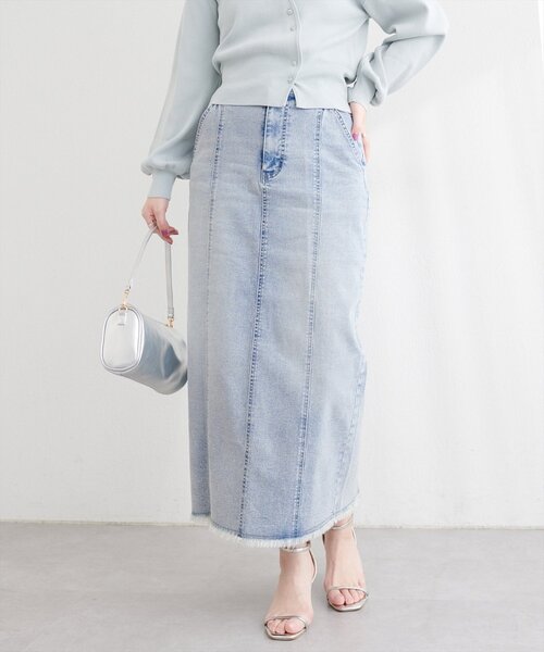 natural couture（ナチュラルクチュール）の「ストレートデニムタイトスカート（デニムスカート・レディース・サックスブルー/ブルー・LARGE/MEDIUM）」の10枚目の写真