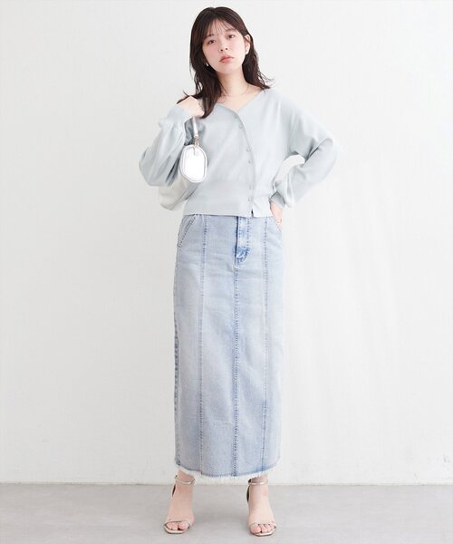 natural couture（ナチュラルクチュール）の「ストレートデニムタイトスカート（デニムスカート・レディース・サックスブルー/ブルー・LARGE/MEDIUM）」の14枚目の写真