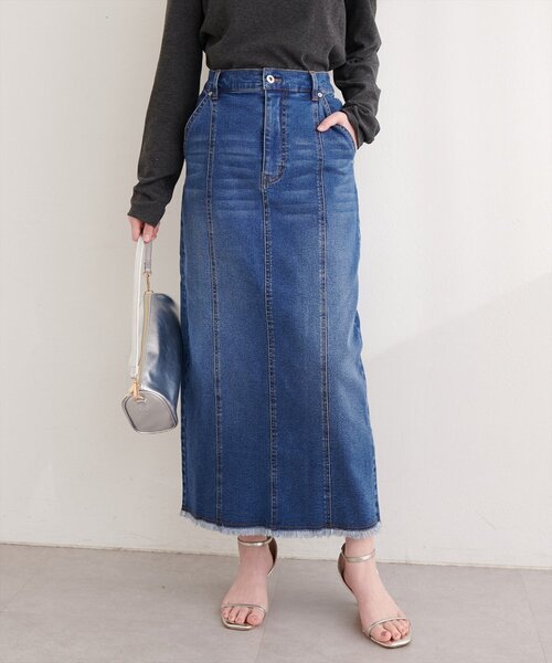 natural couture（ナチュラルクチュール）の「ストレートデニムタイトスカート（デニムスカート・レディース・サックスブルー/ブルー・LARGE/MEDIUM）」の15枚目の写真