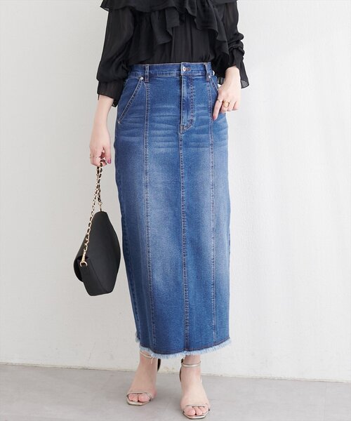 natural couture（ナチュラルクチュール）の「ストレートデニムタイトスカート（デニムスカート・レディース・サックスブルー/ブルー・LARGE/MEDIUM）」の20枚目の写真